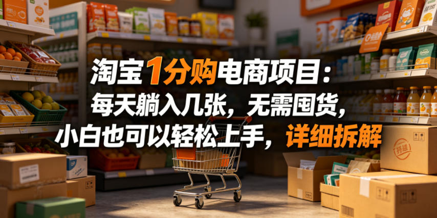 淘宝1分购电商项目：每天躺入几张，无需囤货，小白也可以轻松上手，详细拆解-云网创