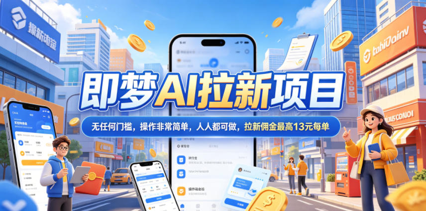 2026年即梦AI拉新项目最新玩法，无任何门槛，操作非常简单，人人都可做，拉新佣金最高13元每单-云网创