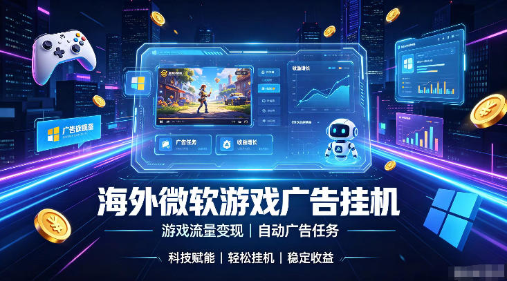 海外游戏广告自动挂G，轻资产海外副业风口，单设备稳定产出500+【揭秘】-云网创