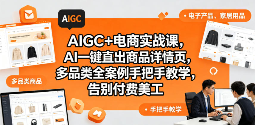 AIGC+电商实战课，AI一键直出商品详情页，多品类全案例手把手教学，告别付费美工(更新0725)-云网创