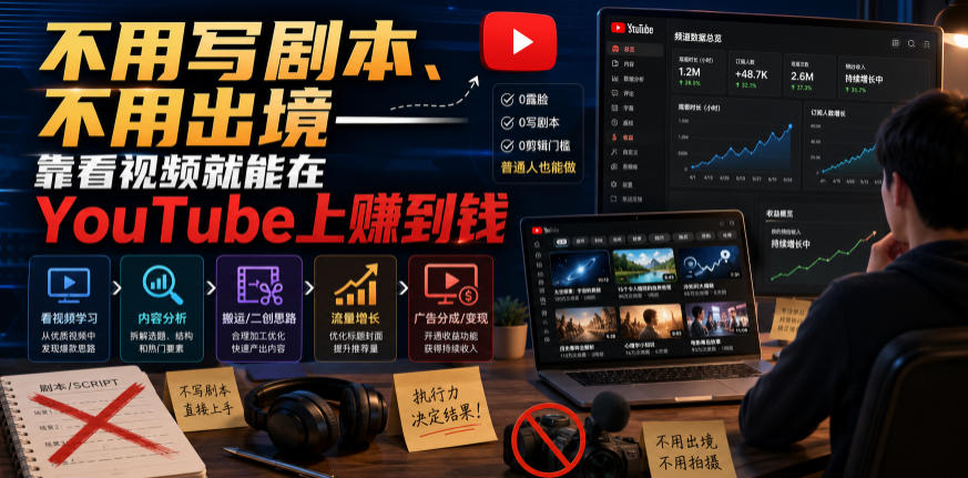 不用写剧本、不用出境——靠看视频就能在YouTube上賺到钱【原创双语字幕】-云网创