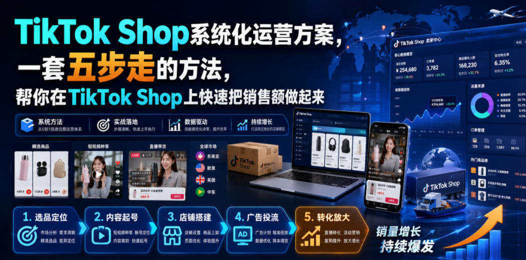 TikTok Shop系统化运营方案，一套五步走的方法，帮你在TikTok Shop上快速把销售额做起来【原创双语字幕】-云网创