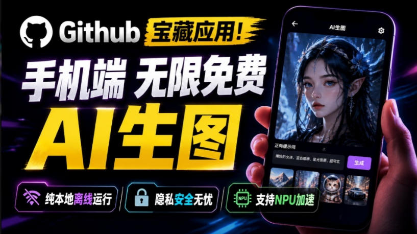 Github宝藏应用！手机端无限免费AI生图，纯本地离线运行，支持NPU加速斩获3.1k stars，local-dream-云网创