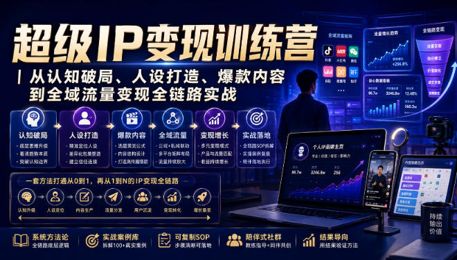 超级IP变现训练营｜从认知破局、人设打造、爆款内容到全域流量变现全链路实战-云网创