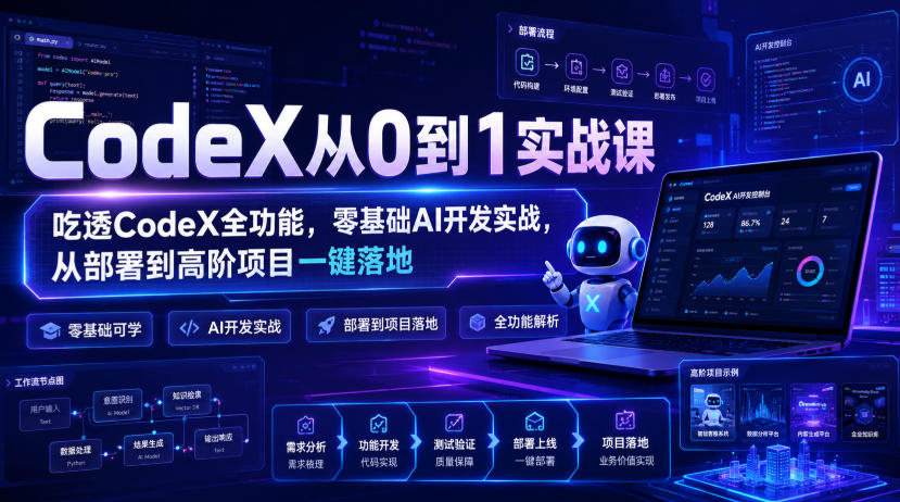 CodeX从0到1实战课，吃透CodeX全功能，零基础AI开发实战，从部署到高阶项目一键落地-云网创