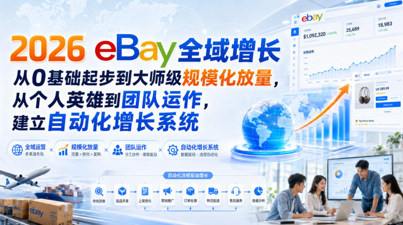 2026 eBay全域增长，从0基础起步到大师级规模化放量，从个人英雄到团队运作，建立自动化增长系统-云网创