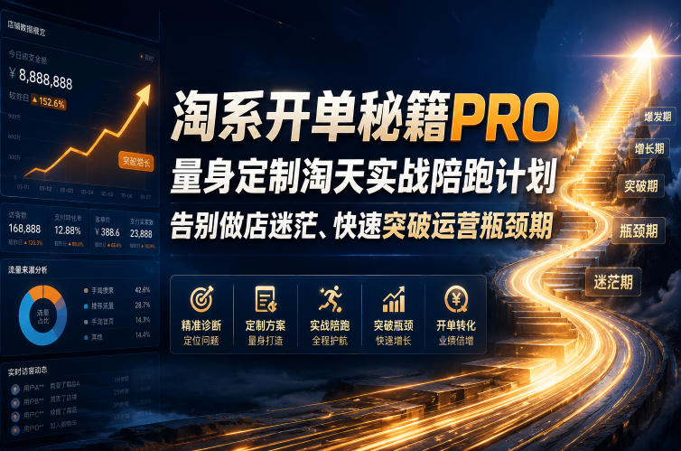 淘系开单秘籍PRO，量身定制淘天实战陪跑计划，告别做店迷茫、快速突破运营瓶颈期(更新260823)-云网创