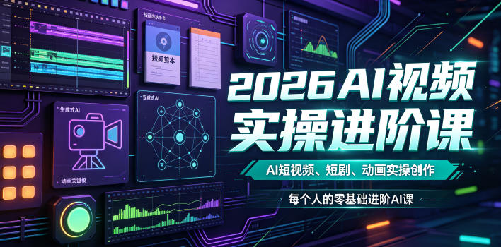2026AI视频实操进阶课，AI短视频、短剧、动画实操创作，每个人的零基础进阶ai课(更新0825)-云网创