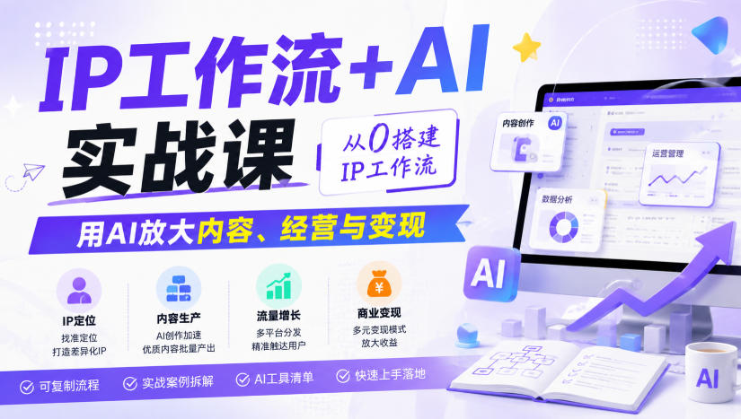 IP工作流+AI实战课，从0搭建IP工作流，用AI放大内容、经营与变现-云网创