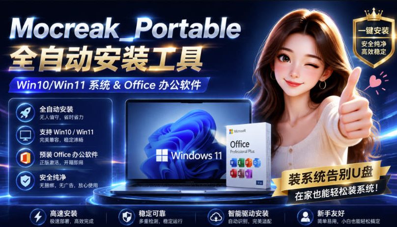 Mocreak全自动安装office和win10、win11系统，告别U盘装系统，使用安全可靠-云网创
