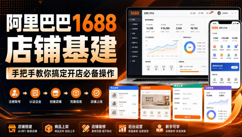 阿里巴巴1688店铺基建，手把手教你搞定开店必备操作(更新8月)-云网创