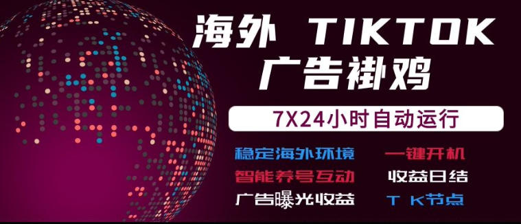 海外TikTok挂G流量变现，7X24自动运行，广告曝光收益，收益日结【揭秘】-云网创