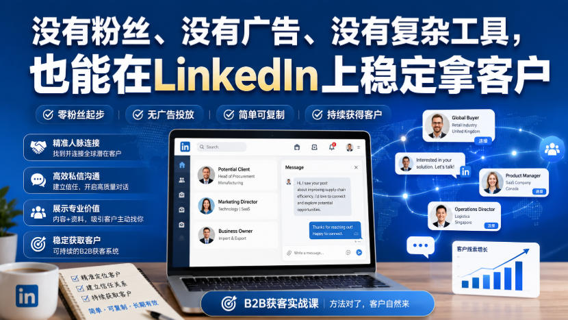 没有粉丝、没有广告、没有复杂工具，也能在LinkedIn上稳定拿客户【原创双语字幕】-云网创