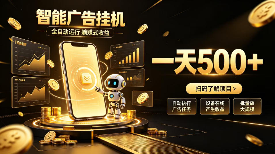 智能广告挂G项目，无需人工值守，全自动躺賺增收，单日收益可达500+【揭秘】-云网创