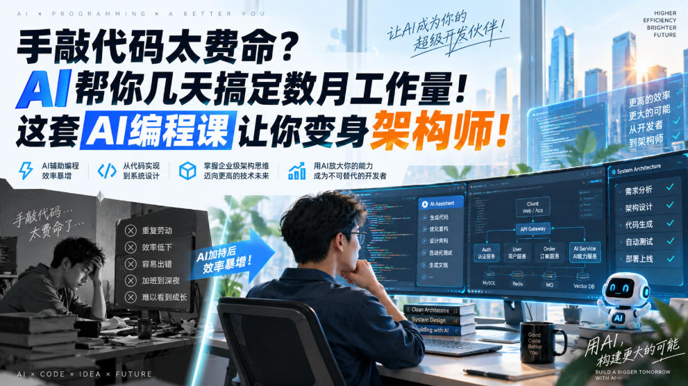 手敲代码太费命？AI帮你几天搞定数月工作量！这套AI编程课让你变身架构师！【原创双语字幕】-云网创