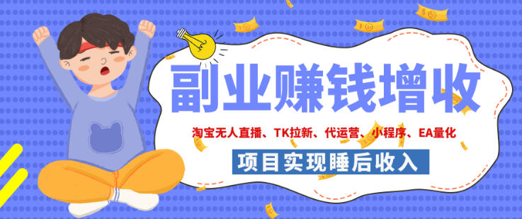 2026年多个真实落地副业项目，手把手带你搭建被动收入管道(淘宝无人直播、海外TK拉新、最新最全代运营、CSGO饰品交易、EA黄金量化、去水印小程序……)【揭秘】-云网创