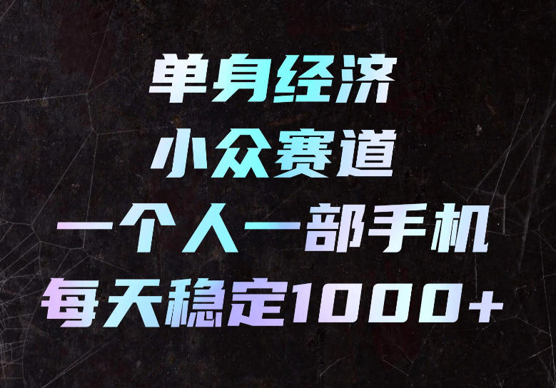 单身经济小众赛道，一个人一部手机，每天稳定1000+，长期可持续的赛道【揭秘】-云网创