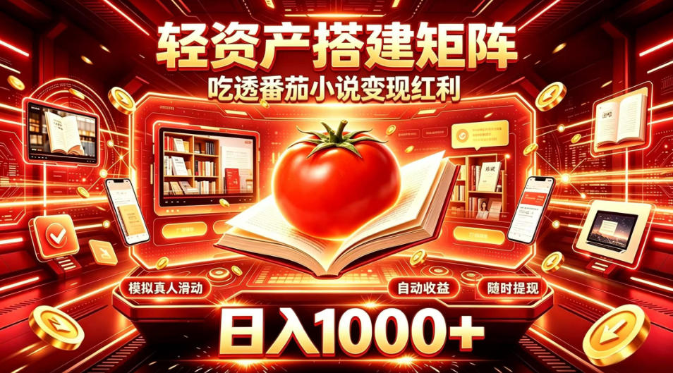 轻资产搭建矩阵，吃透番茄小说变现红利，日入1000+，支持无限矩阵放大【揭秘】-云网创