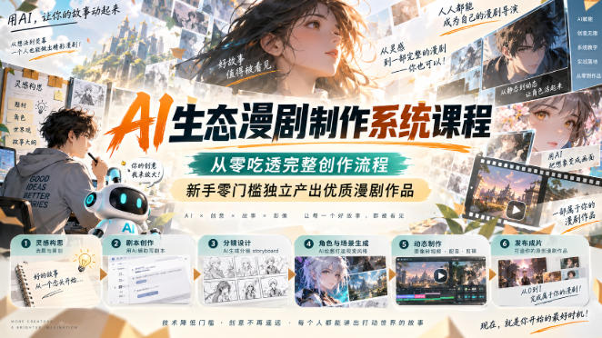 AI生态漫剧制作系统课程，从零吃透完整创作流程，新手零门槛独立产出优质漫剧作品-云网创