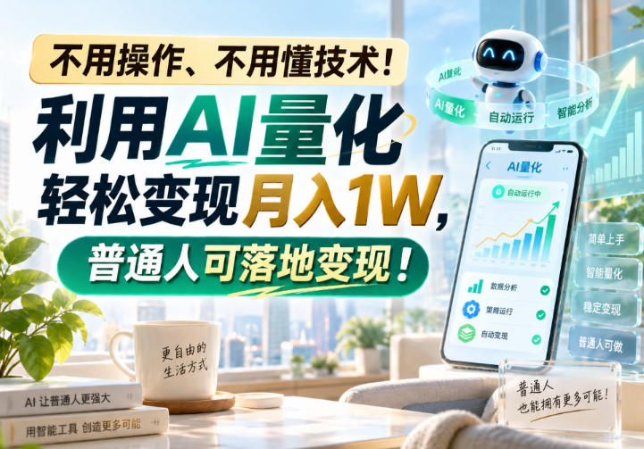 不用操作、不用懂技术！利用AI量化轻松变现月入1W，普通人可落地变现！【揭秘】-云网创