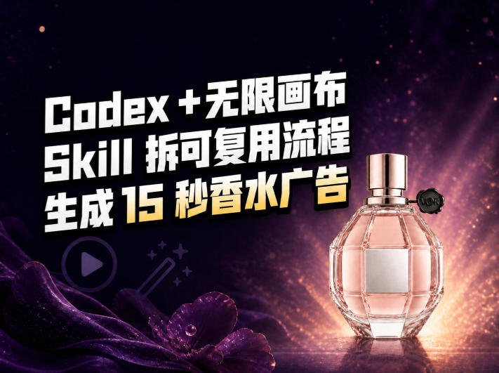 我把Amazon香水视频拆成Codex Skill：无限画布负责最后15秒-云网创