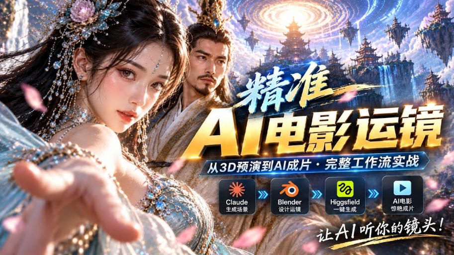 AI视频终于能精准运镜了！Claude+Blender+Higgsfield免费插件实测-云网创