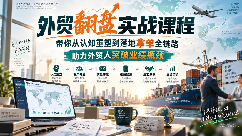 外贸翻盘实战课程，带你从认知重塑到落地拿单全链路，助力外贸人突破业绩瓶颈-云网创