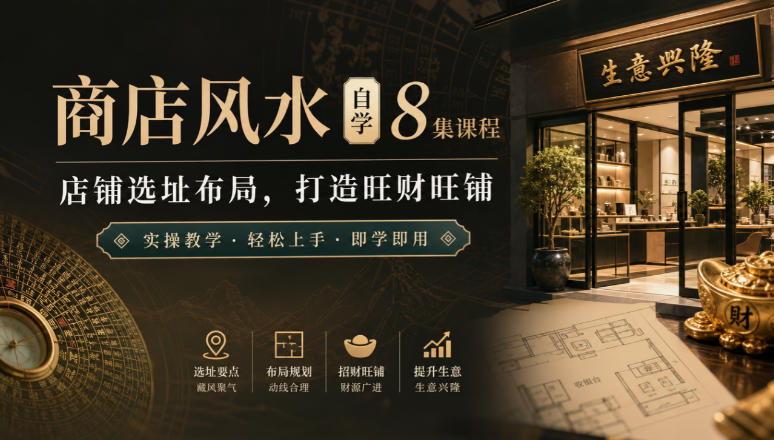 商店风水自学8集课程｜店铺选址布局，打造旺财旺铺实操教学-云网创