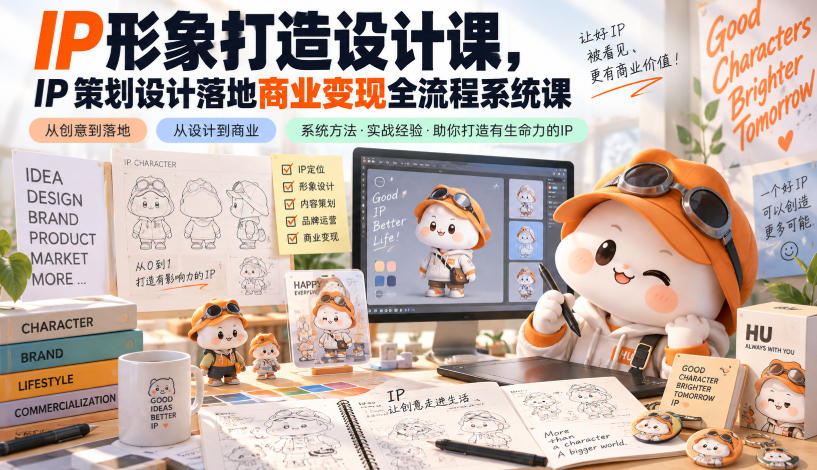 IP形象打造设计课，IP策划设计落地商业变现全流程系统课-云网创
