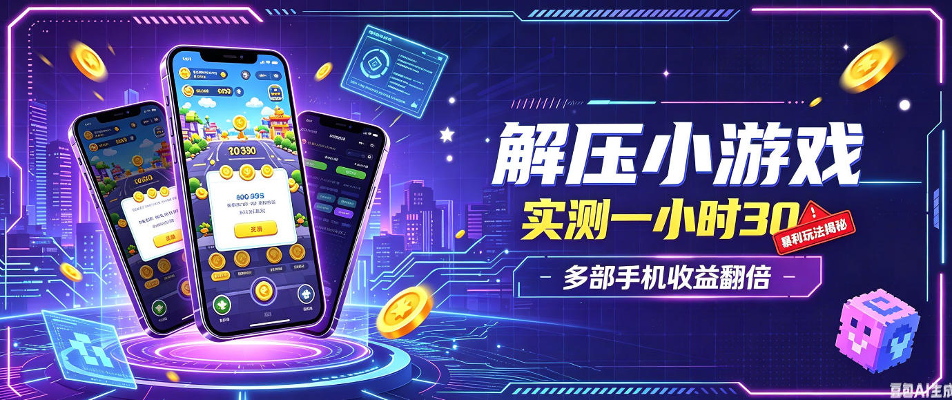 小游戏全流程玩法，实测一小时搞30，简单无脑解压，当天做当天就能看到进账，直接冲就行【揭秘】-云网创