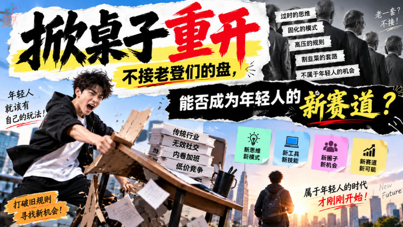 某公众号付费文章：掀桌子重开，不接老登们的盘，能否成为年轻人的新赛道？-云网创