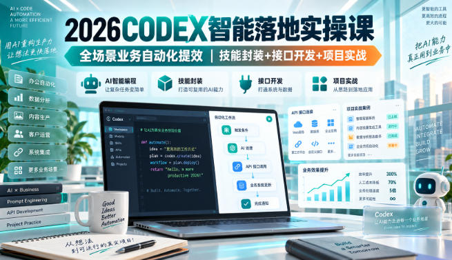 2026Codex智能落地实操课，全场景业务自动化提效，技能封装+接口开发+项目实战-云网创