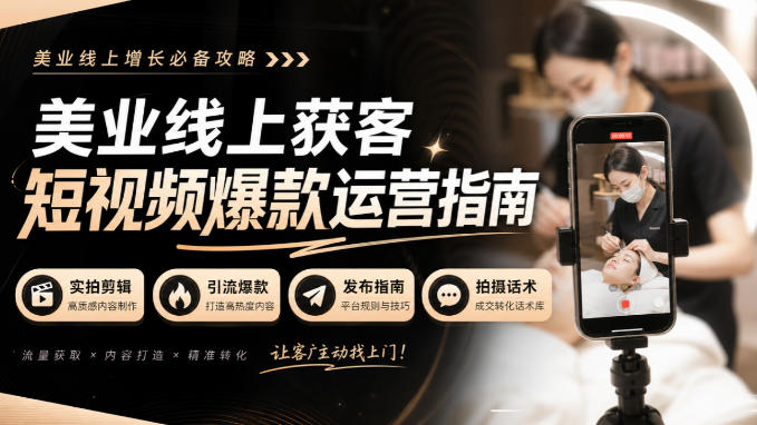美业线上获客短视频爆款运营指南-无水印，实拍剪辑、引流爆款、发布指南、拍摄话术！-云网创
