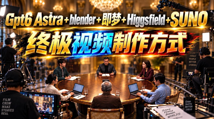 GPT-6 Astra+Blender+即梦+Higgsfield+Suno=终极视频制作方式！-云网创