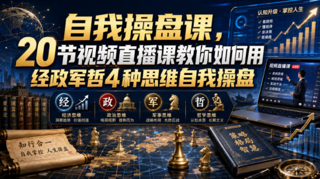 【无水印】自我操盘课,20节视频直播课教你如何用经政军哲4种思维自我操盘(更新0924)-云网创