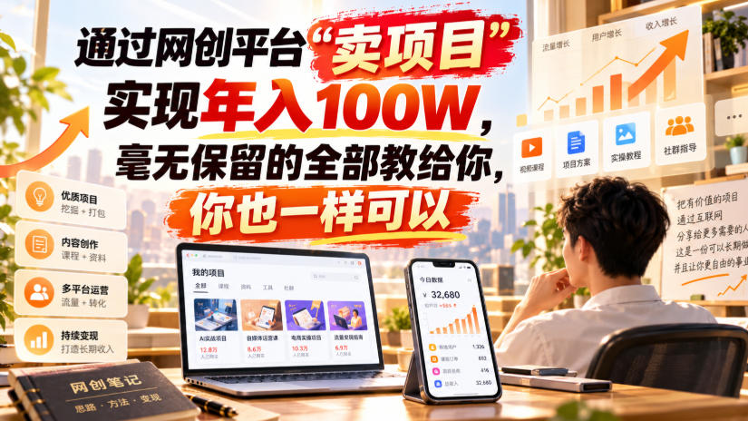 通过网创平台“卖项目”实现年入100W，毫无保留的全部教给你，你也一样可以！【揭秘】-云网创