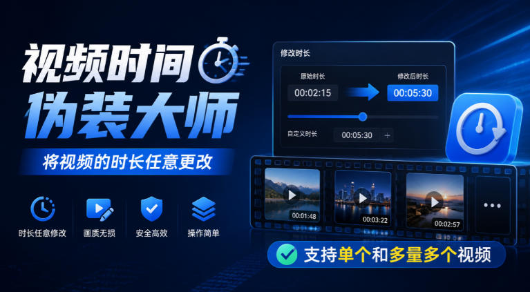 视频时间伪装大师，将视频的时长任意更改，支持单个和多量多个视频-云网创