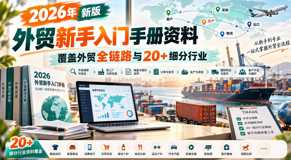 2026年新版外贸新手入门手册资料，覆盖外贸全链路与20+细分行业-云网创