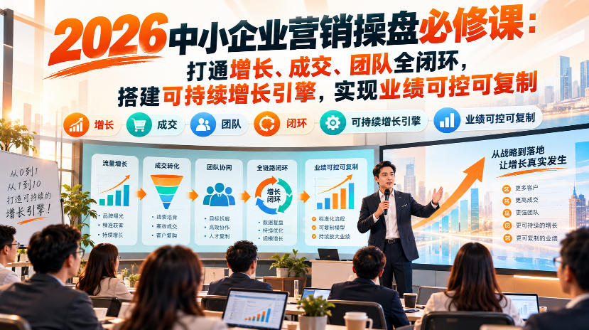 马老师2026中小企业营销操盘必修课：打通增长、成交、团队全闭环，搭建可持续增长引擎，实现业绩可控可复制-云网创