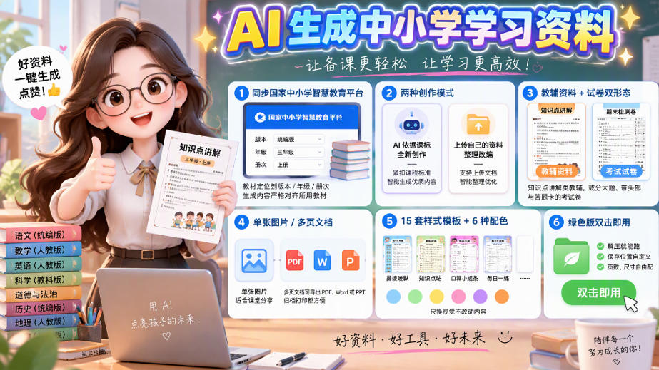 孩子的教辅别再乱买了：同步国家中小学智慧平台，AI一键生成图文教辅和试卷-云网创
