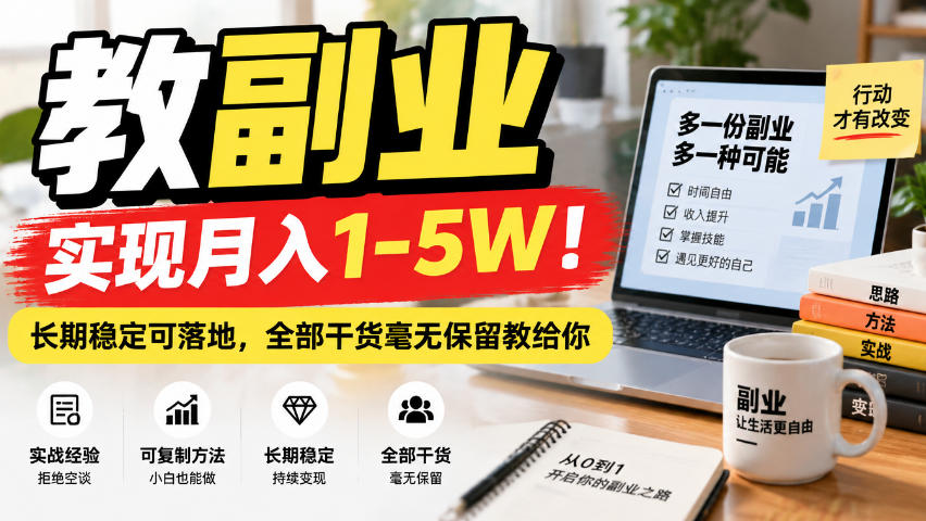 “教副业”实现月入1-5W！长期稳定可落地，全部干货毫无保留教给你【揭秘】-云网创