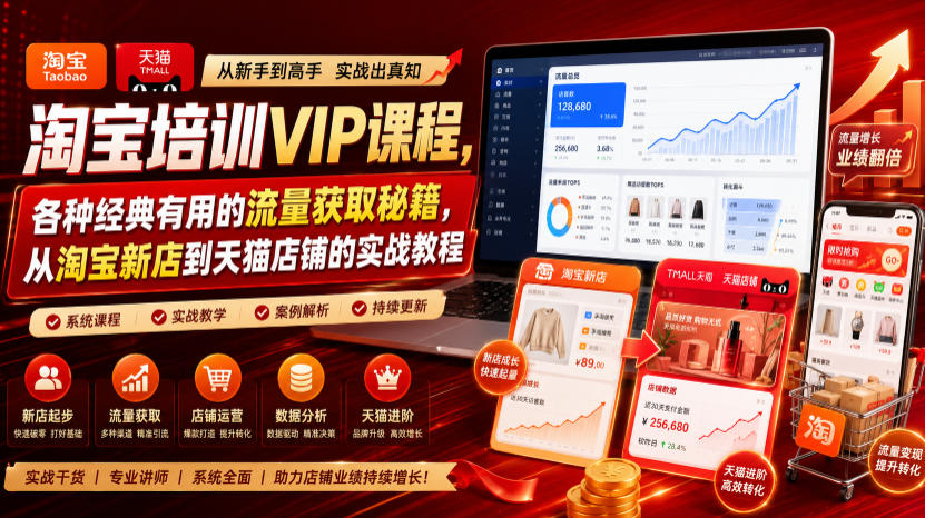 幕思城淘宝培训VIP课程，各种经典有用的流量获取秘籍，从淘宝新店到天猫店铺的实战教程(更新10月04日)-云网创