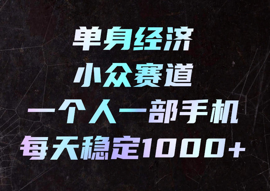 单身经济小众赛道,一个人一部手机,每天稳定1000+,利用下班碎片时间即可【揭秘】-云网创