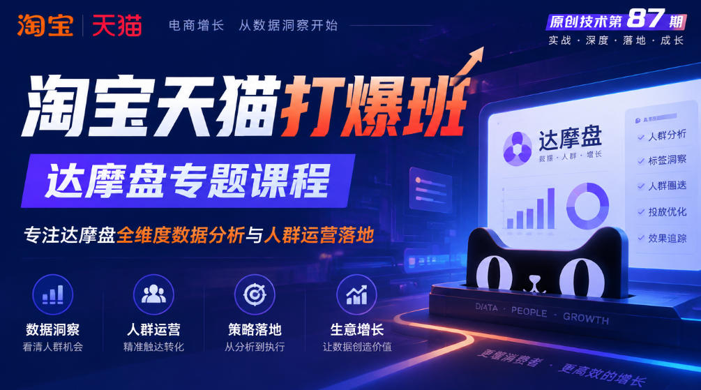 《淘宝天猫打爆班》原创技术第87期，达摩盘专题课程，专注达摩盘全维度数据分析与人群运营落地-云网创