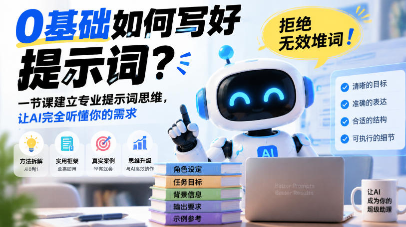 0基础如何写好提示词，拒绝无效堆词！一节课建立专业提示词思维，让AI完全听懂你的需求-云网创
