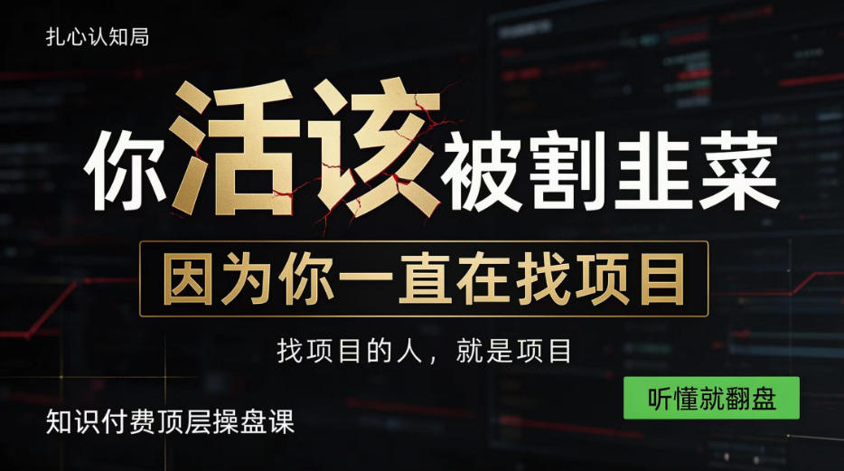 做项目不如卖项目，做知识付费自己当老板，知识付费顶层操盘课，听懂就翻盘【揭秘】-云网创