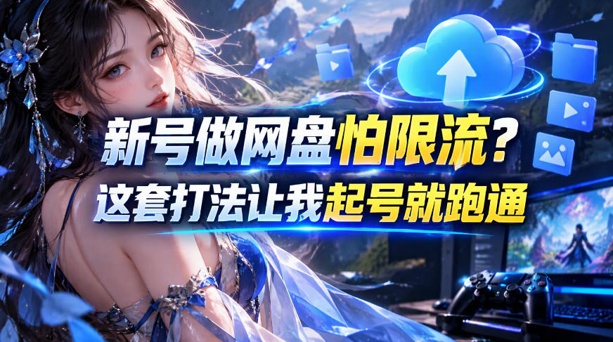 新号做网盘怕限流？这套打法让我起号就跑通，网盘项目推广的8.0版本教学-云网创