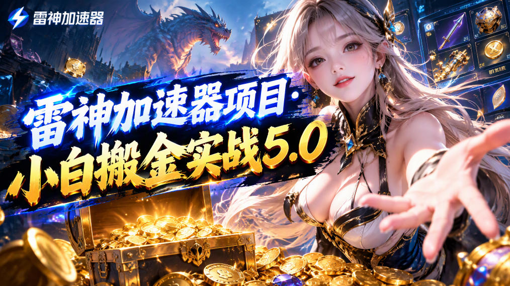 雷神加速器项目·小白搬金实战5.0，抖音W播100-150r，小白入局一天也能几十r-云网创