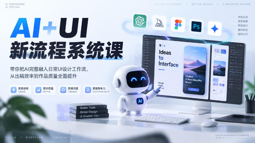 【无水印】AI+UI新流程系统课，带你把AI完整融入日常UI设计工作流，从出稿效率到作品质量全面提升(2026第4期)-云网创