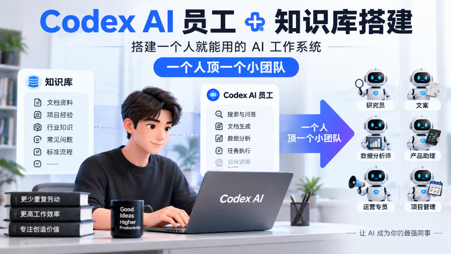 Codex AI员工+知识库搭建，搭建一个人就能用的AI工作系统，一个人顶一个小团队-云网创